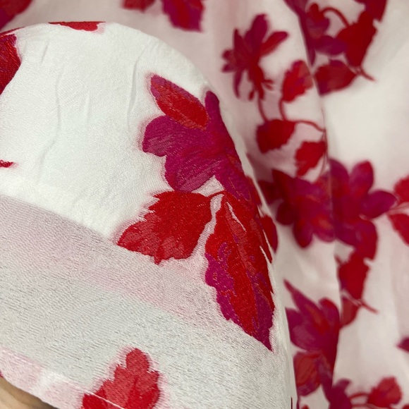 NEW pink fuscia floral jacquard bubble puff sleeve dress with bow back - Picture 11 of 13